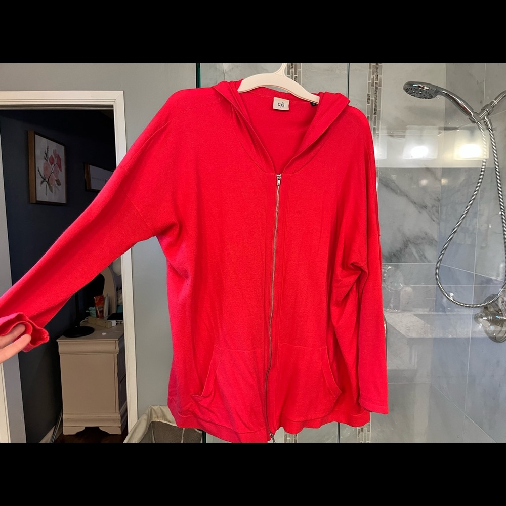 CAbi lightweight double zip sweater size L